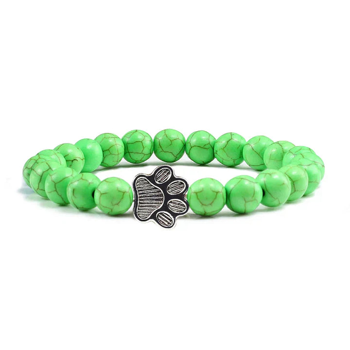 Bracelet with paw prints decorated with beads