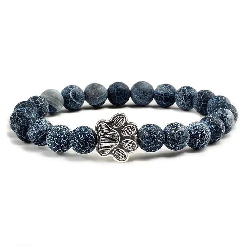 Bracelet with paw prints decorated with beads