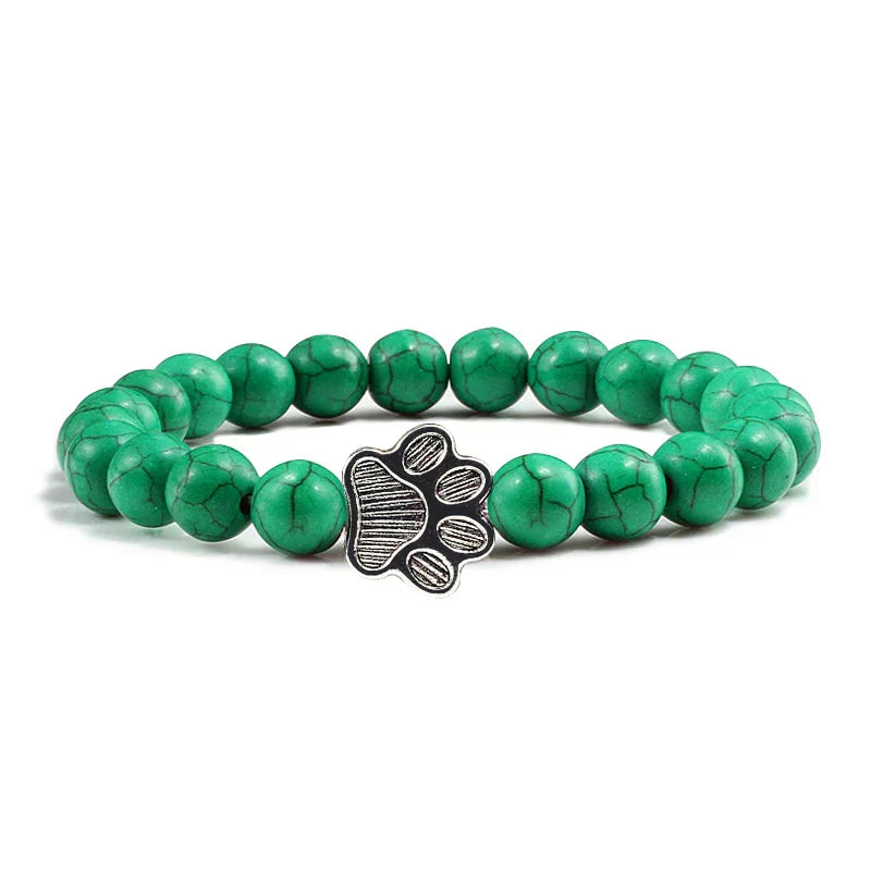 Bracelet with paw prints decorated with beads