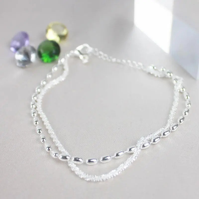 Bracelet Élégant en Argent Sertie de Pierres Zirconia