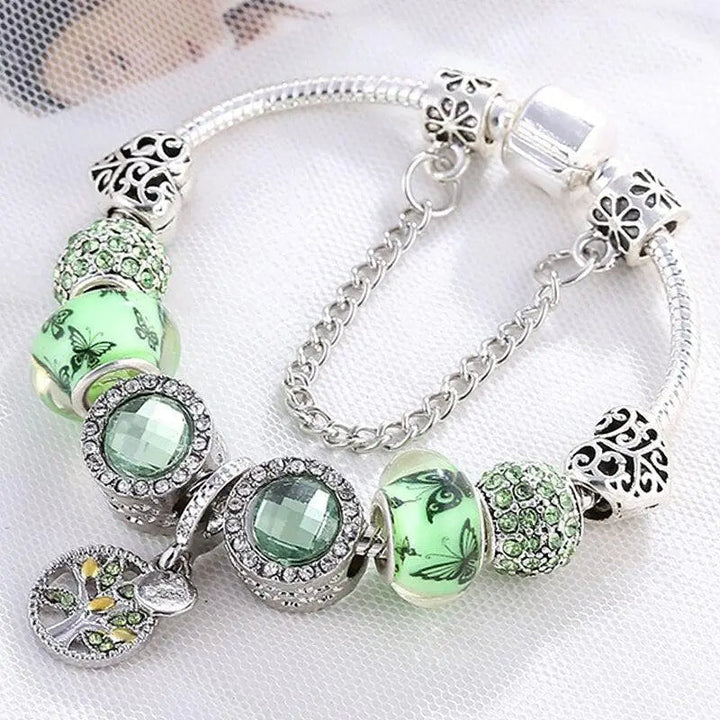 Bracelet Élégant en Argent Sterling avec Cristal Vert
