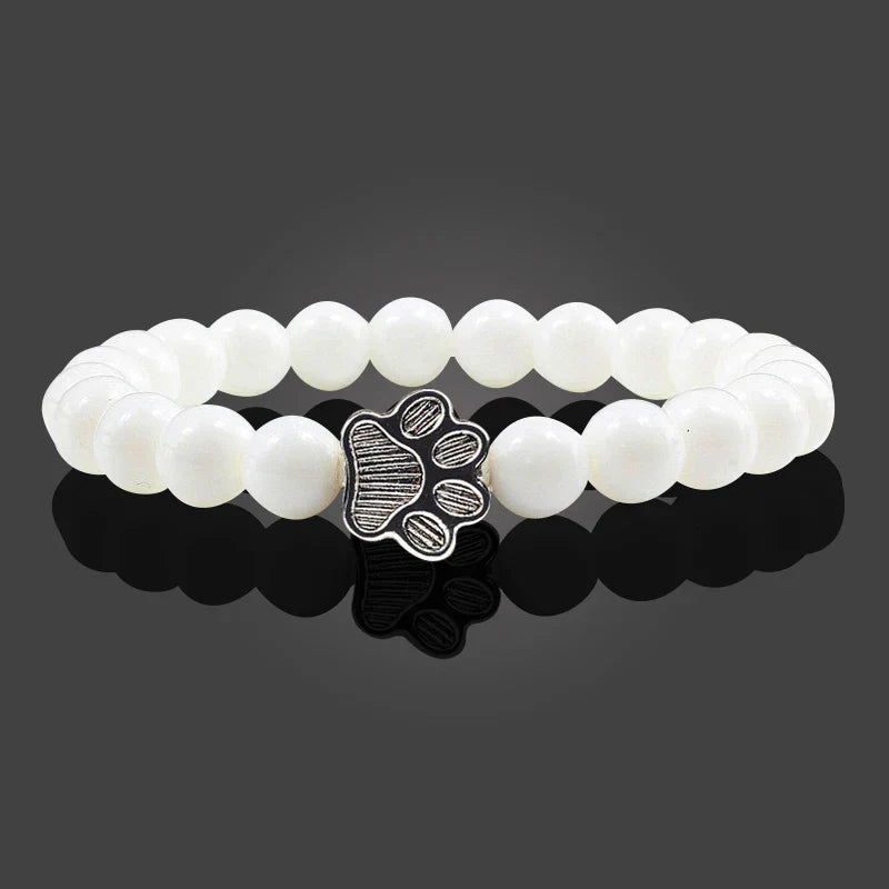 Bracelet with paw prints decorated with beads