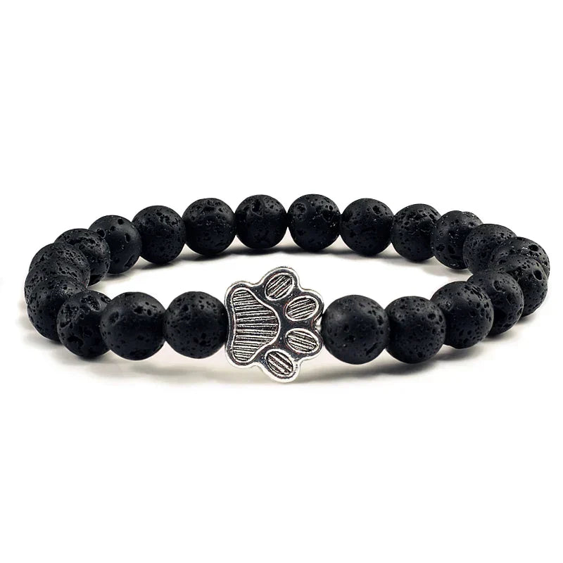 Bracelet with paw prints decorated with beads