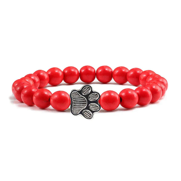 Bracelet with paw prints decorated with beads
