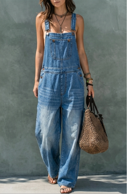 Harper | Salopette en denim à taille élastique