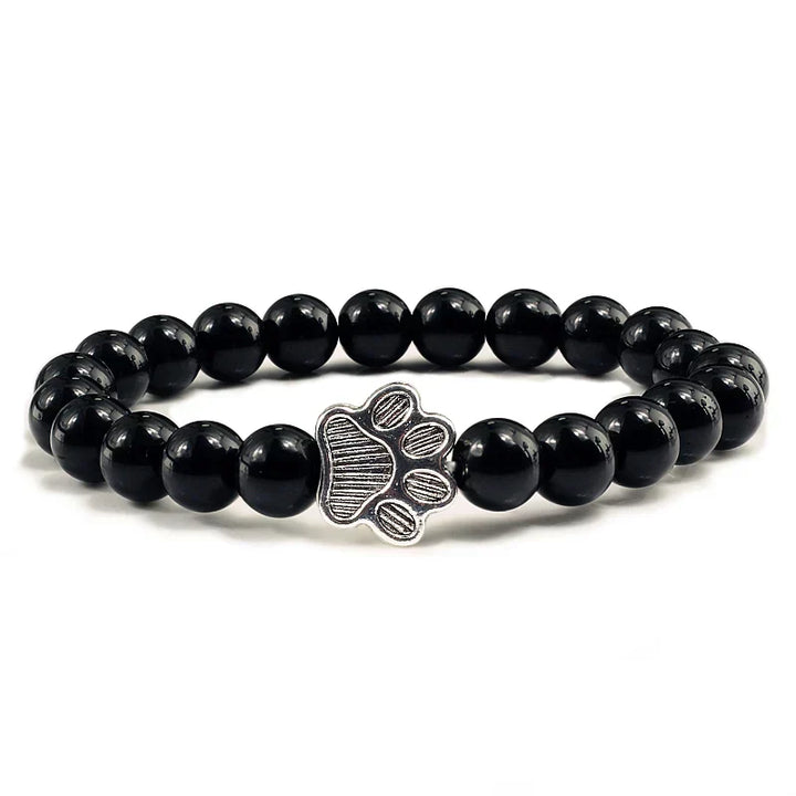 Bracelet with paw prints decorated with beads