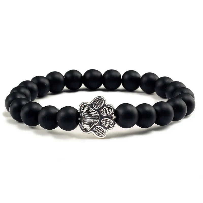 Bracelet with paw prints decorated with beads