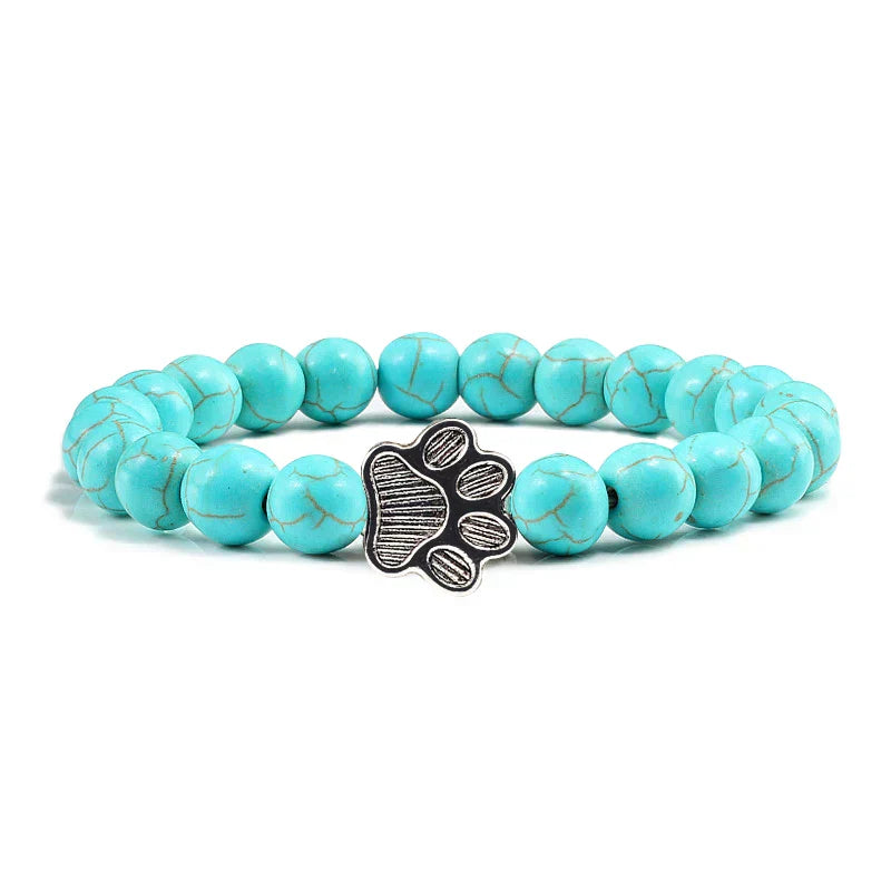 Bracelet with paw prints decorated with beads
