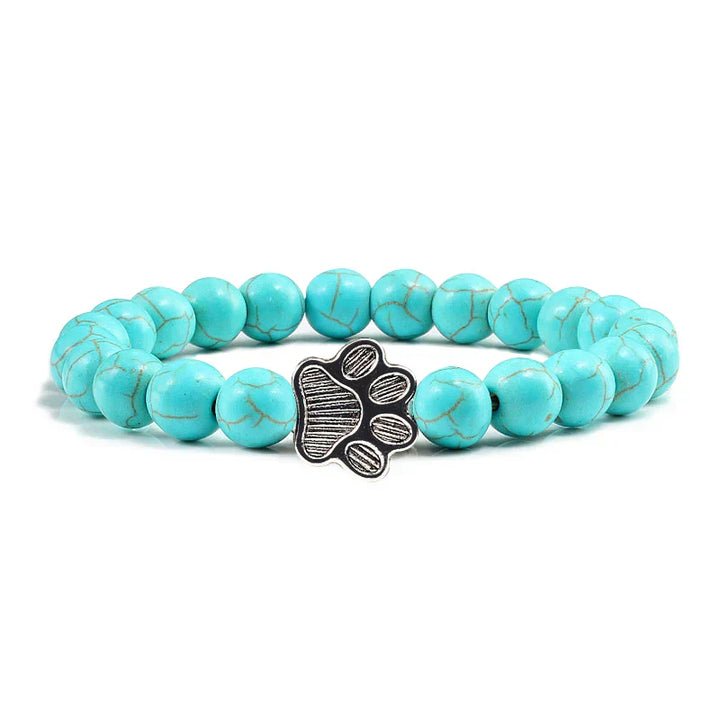 Bracelet with paw prints decorated with beads