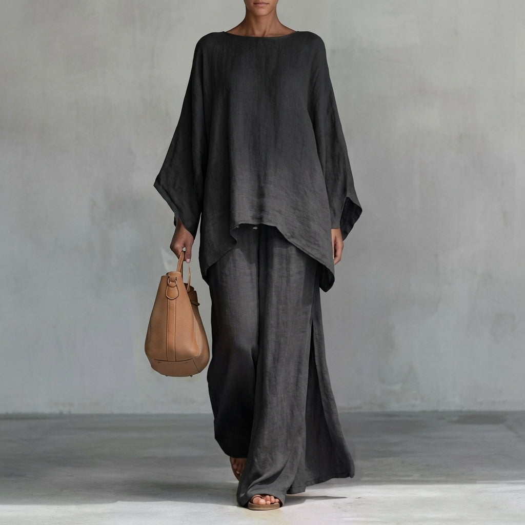 Solène | Ensemble de Deux Pièces avec manches longues et pantalon large