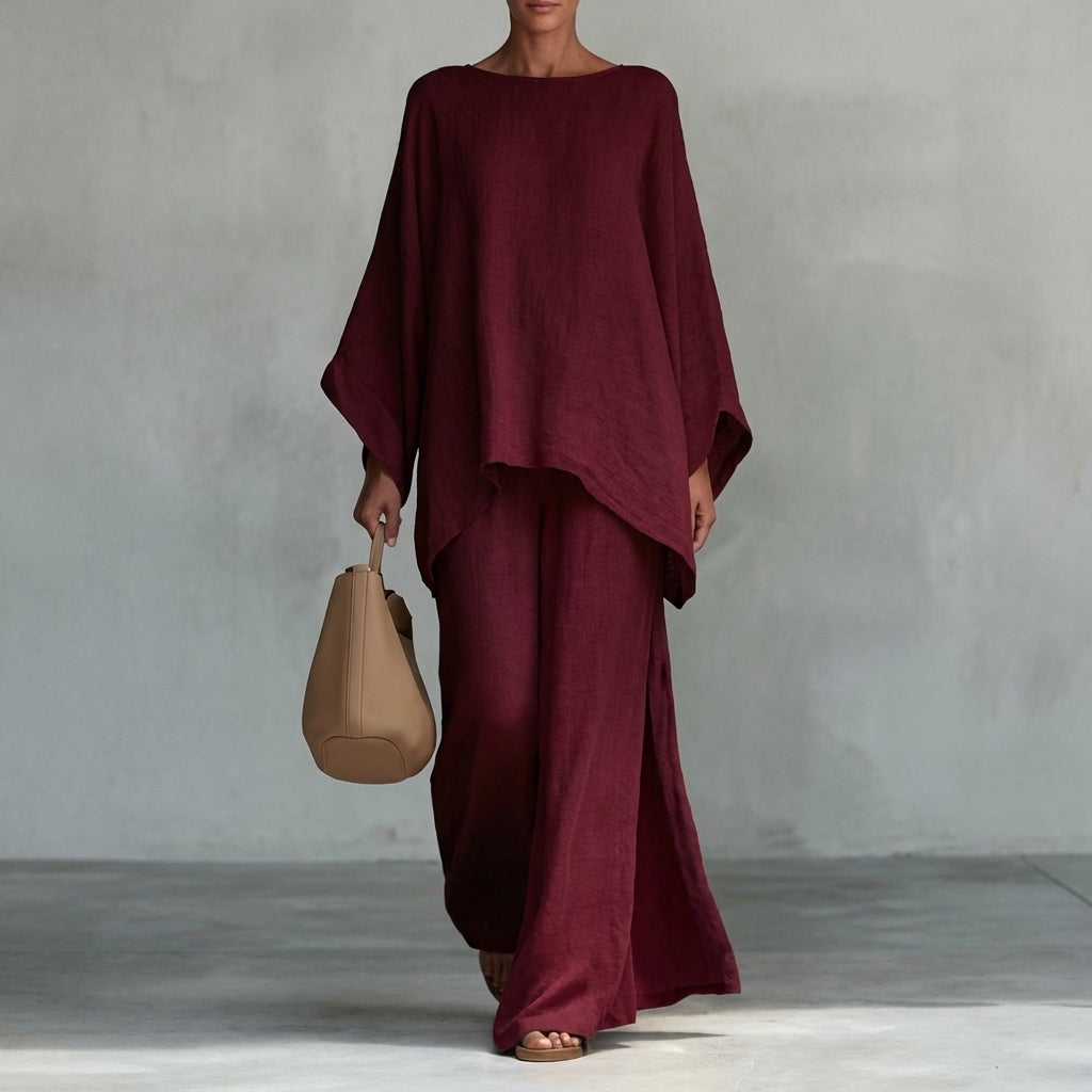 Solène | Ensemble de Deux Pièces avec manches longues et pantalon large