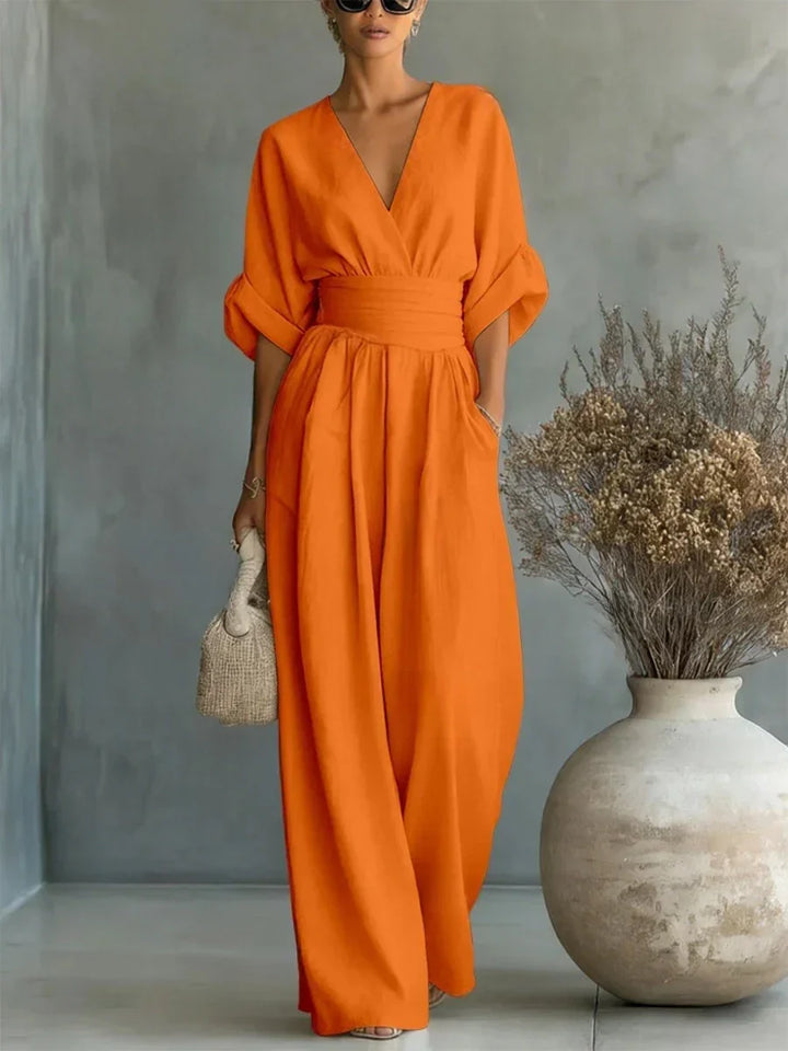 ESSENTIEL - Combinaison élégante à décolleté en V et taille haute