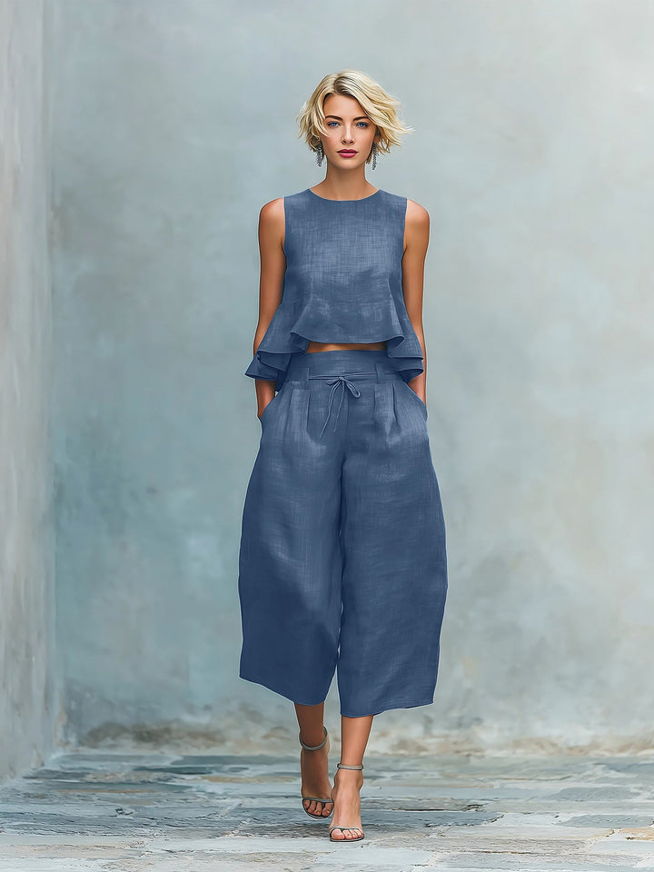 Ensemble femme deux pièces avec ourlet froncé
