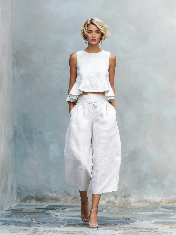 Ensemble femme deux pièces avec ourlet froncé