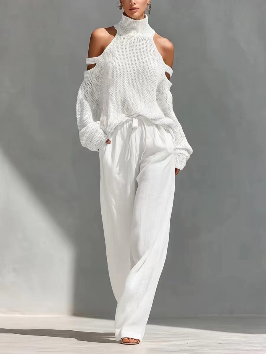 Ensemble à la mode en tricot et lin
