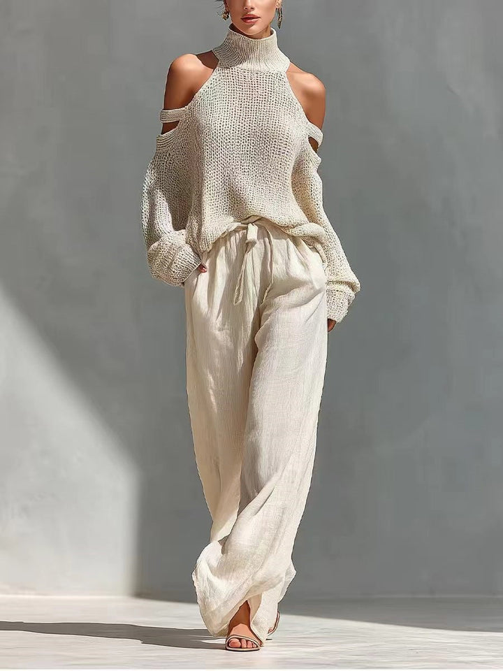 Ensemble à la mode en tricot et lin