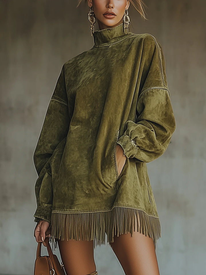 Grace | Robe Col Roulé en Suédine