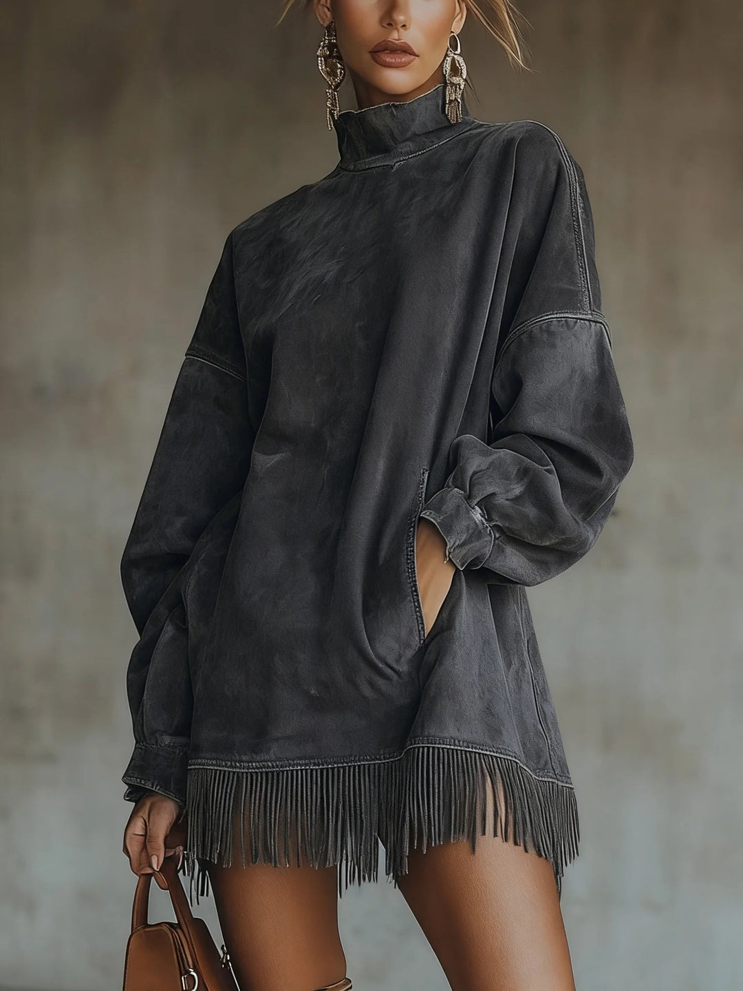 Grace | Robe Col Roulé en Suédine