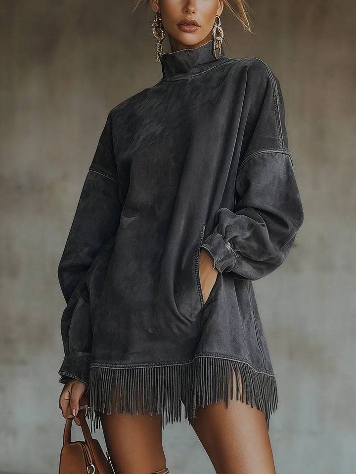 Grace | Robe Col Roulé en Suédine