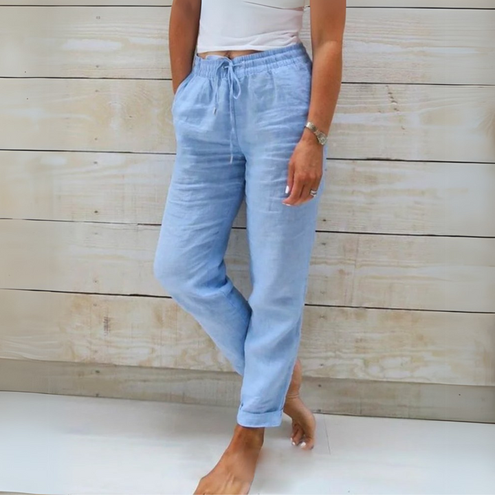 Allison - Pantalon Tailleur en Coton-Lin de Luxe