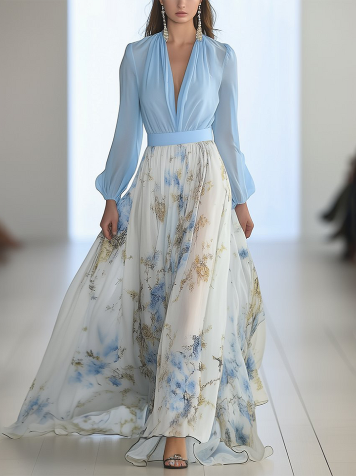 Belle robe maxi à motifs floraux