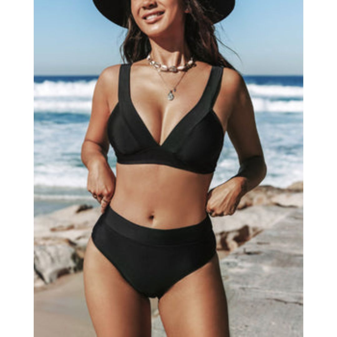 Hilde - Maillot de bain uni à taille haute