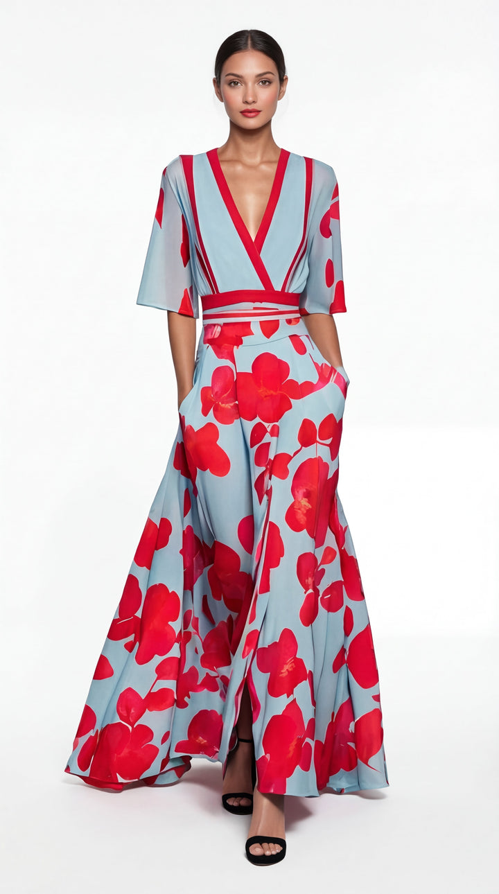 Valentina | Robe longue élégante avec décolleté plongeant
