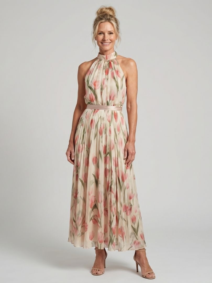 Stella & Grace™ | Abito Midi a Fiori con Collo All'Americana