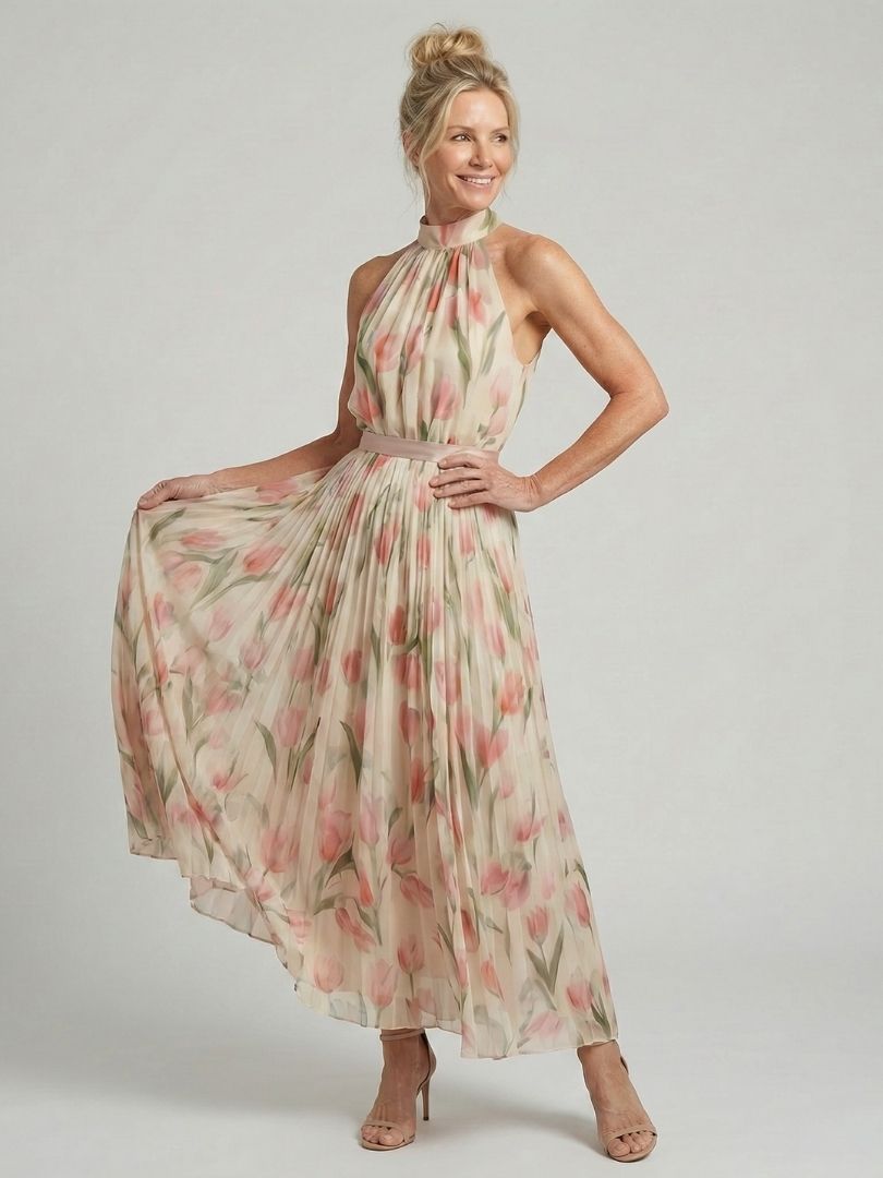 Stella & Grace™ | Abito Midi a Fiori con Collo All'Americana
