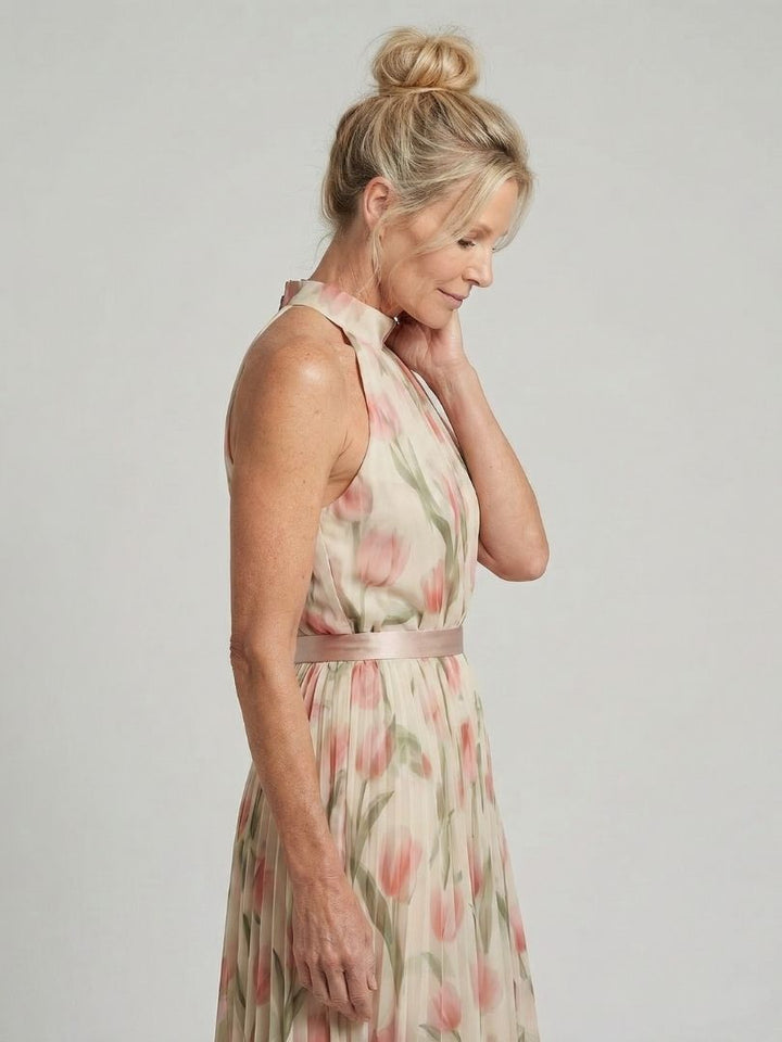 Stella & Grace™ | Abito Midi a Fiori con Collo All'Americana