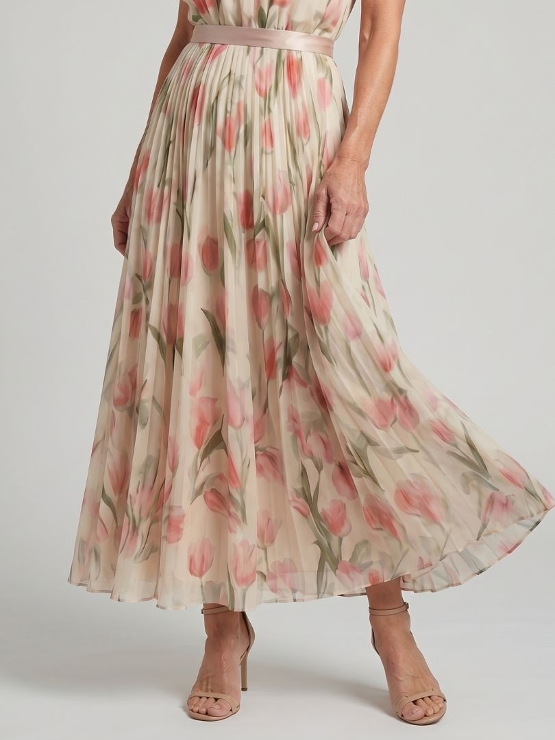 Stella & Grace™ | Abito Midi a Fiori con Collo All'Americana