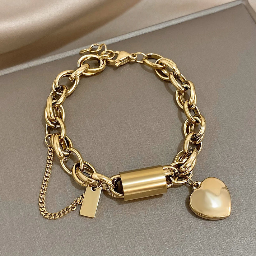 Bracelet Chunky en Or Blanc Éternel