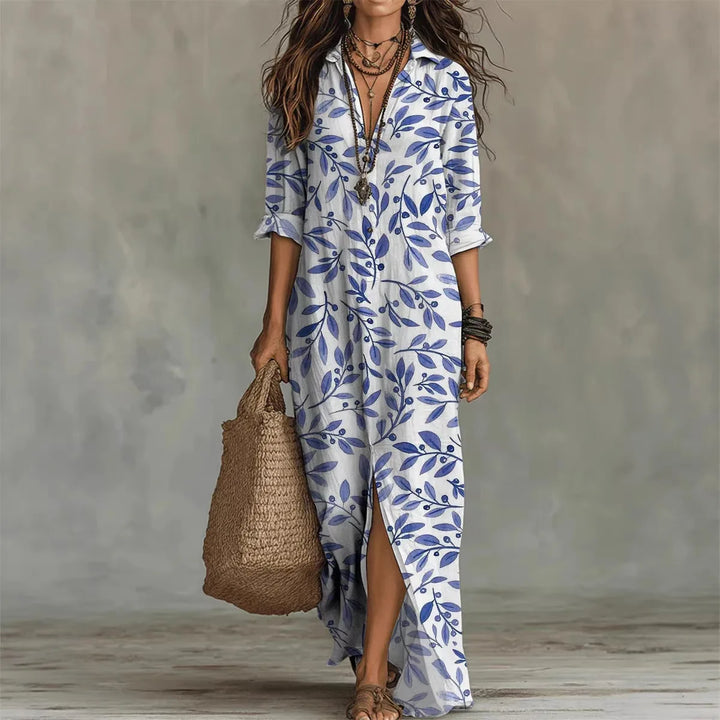 Olivia | Abito Camicia con Stampa Botanica