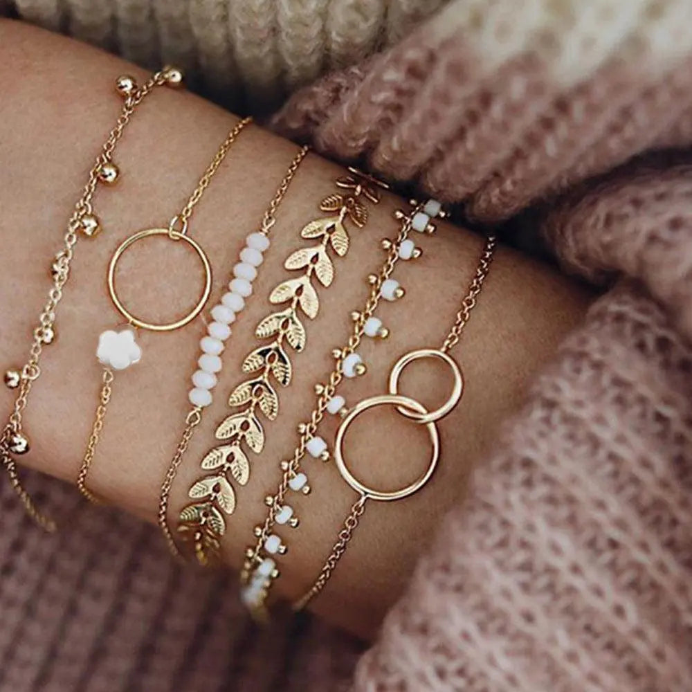 Ensemble de Bracelets Boho en Or Charmant