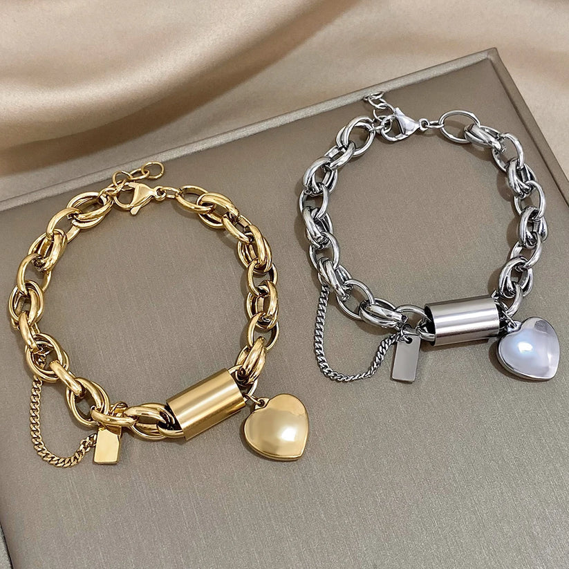 Bracelet Chunky en Or Blanc Éternel