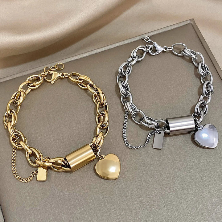 Bracelet Chunky en Or Blanc Éternel