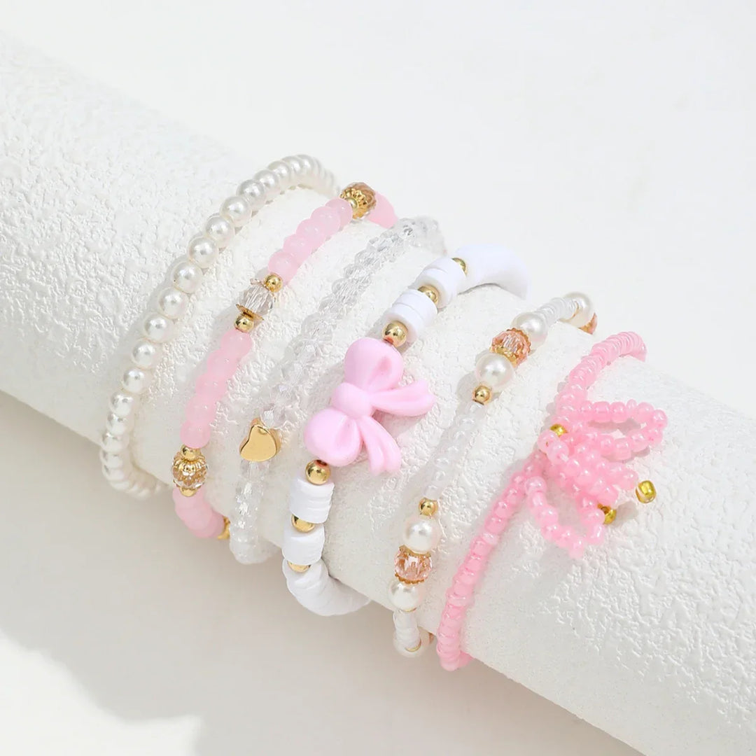 Ensemble de bracelets en perles et nœud d'amour