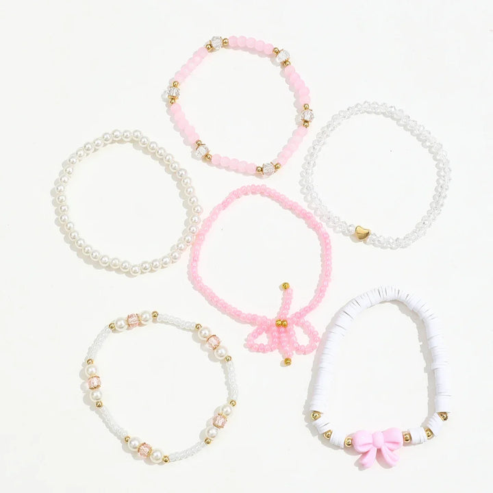 Ensemble de bracelets en perles et nœud d'amour