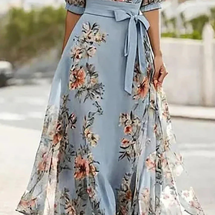 Vanessa™ - Robe Maxi Boho avec Décolleté en V et Nœud