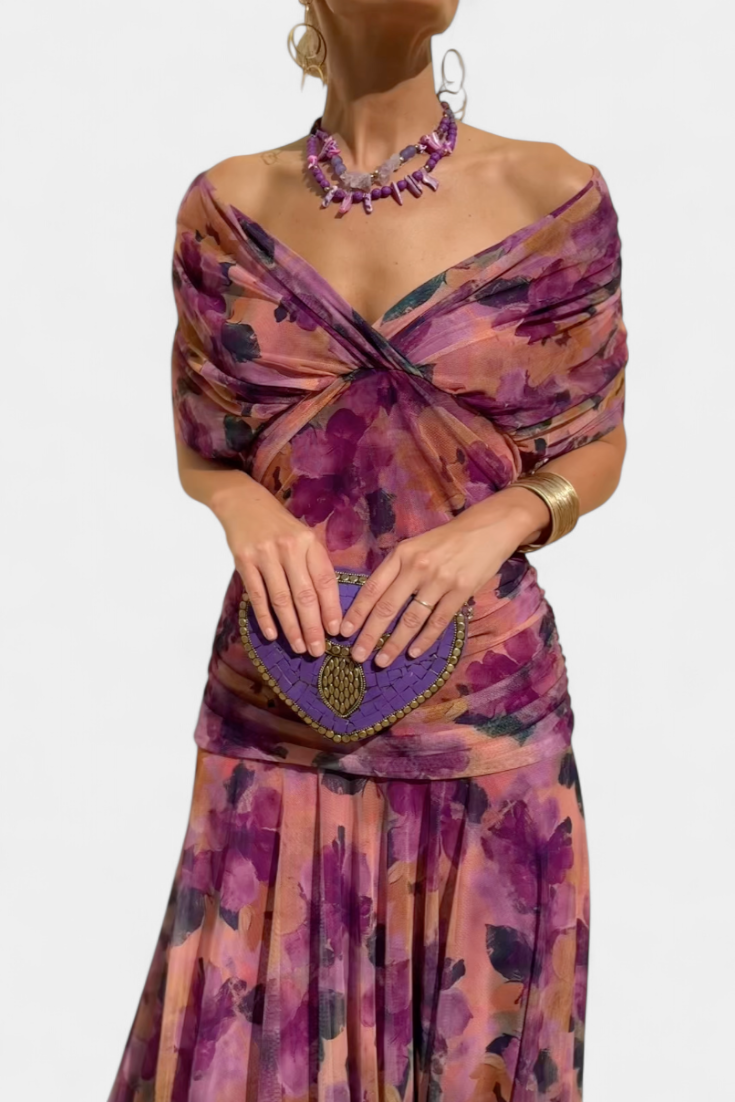 Alondra™ | Robe Longue Fleurie avec Décolleté en V