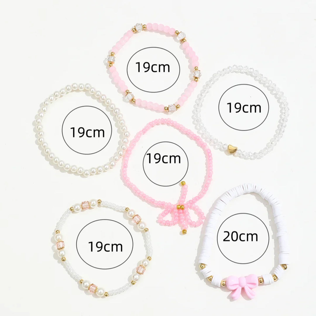 Ensemble de bracelets en perles et nœud d'amour