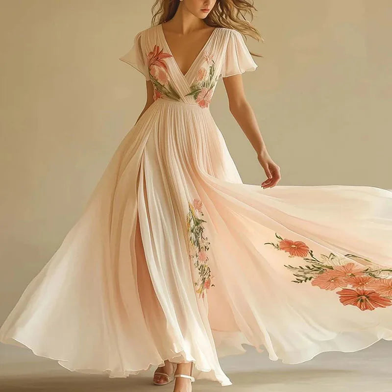 Amelia | Robe de Soirée Élégante Taille Haute Décolleté en V