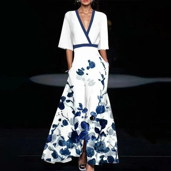 Hazel - Robe Maxi Fleurie Élégante Avec Ceinture
