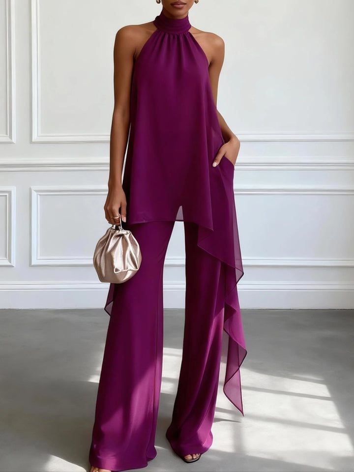 Ensemble élégant avec top dos nu et pantalon