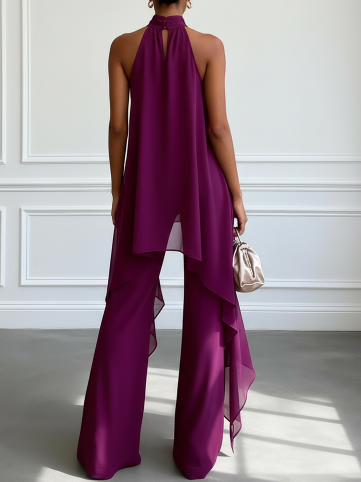 Ensemble élégant avec top dos nu et pantalon