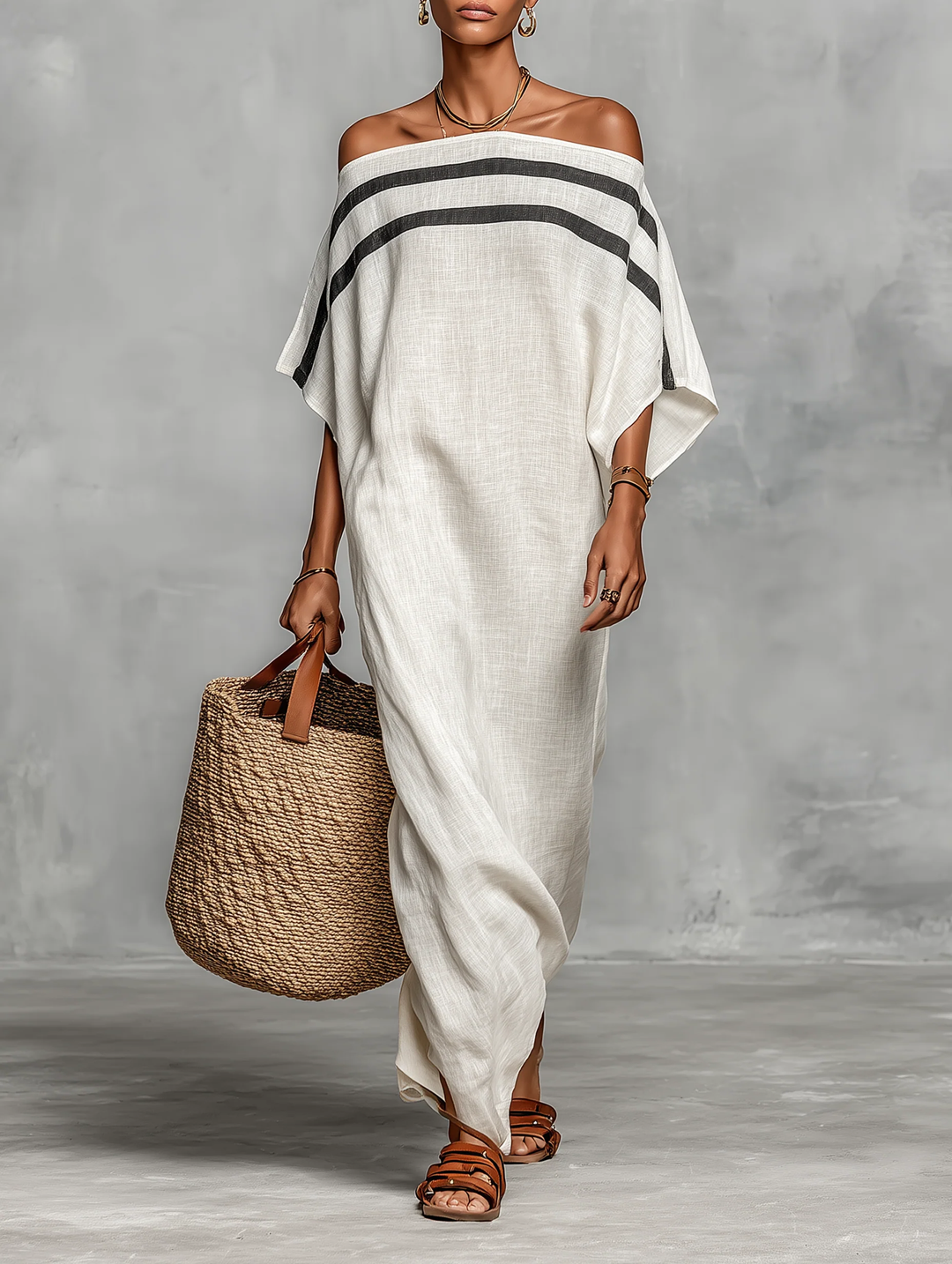 Aveline™ | Robe maxi à épaules dénudées avec manches chauve-souris