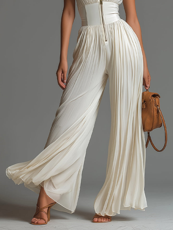 ESSENTIEL – Combinaison en Chiffon Plissé Blanche pour Femmes