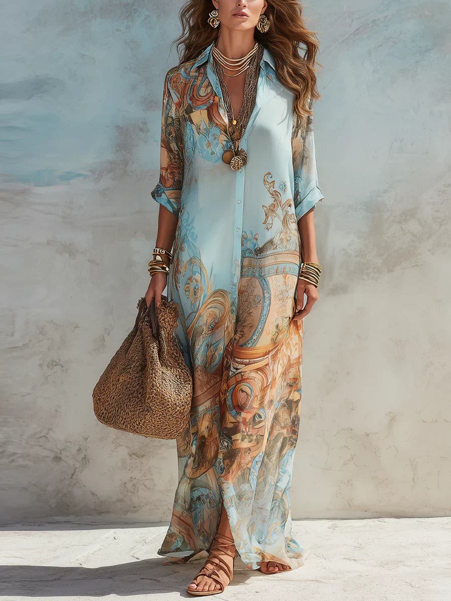 Lanie – Robe Maxikleid Imprimé Vintage