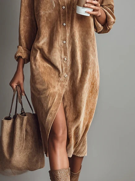 Calista | Robe Midi Boutonnée Douce au Toucher