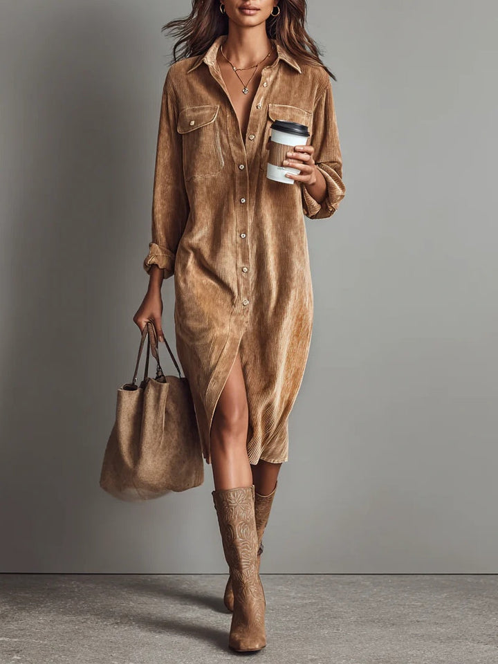Calista | Robe Midi Boutonnée Douce au Toucher